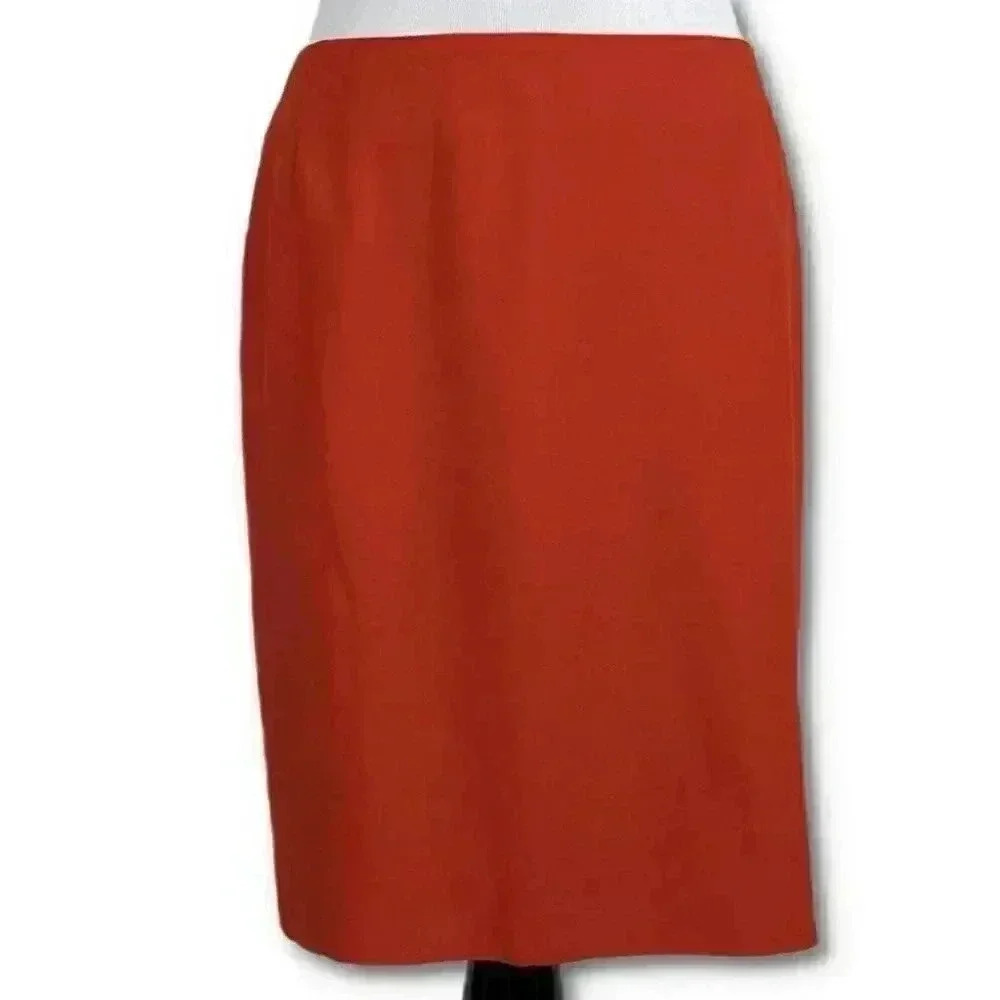 Akris Punto womens skirt size 8 tomato red pencil career dog show Italian